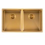 Aqu Brushed Gold Handmade Double Bowls Sink 770*450*215 Aqu Brushed Gold Handmade Double Bowls Sink 770*450*215